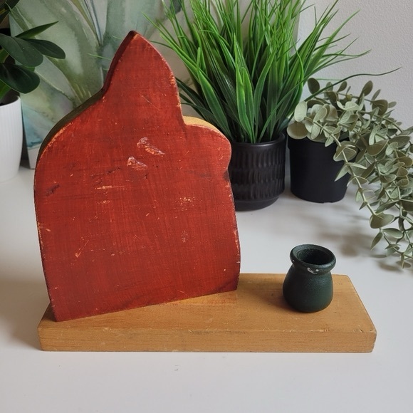 Handcrafted Wooden Santa and Child Candle Holder Primitive Folk Art - Picture 3 of 4